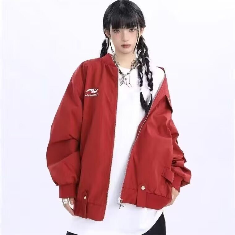 原宿ins潮流流行简约慵懒气质日系新款刺绣小牛津防水工装夹克，男装夹克，星座1210-1