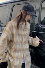 GENIOLAMODE蓝格长袖衬衫男秋季撞色复古休闲通勤衬衣青少年新款，男装衬衫，星座717