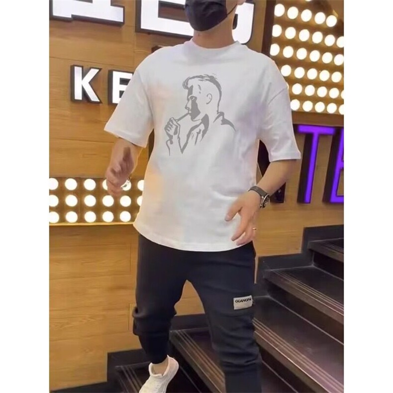 高品质纯棉短袖t恤男帅气简约纯白男衫圆领半袖潮流薄款体恤,男装T恤,星座218-1（原230）