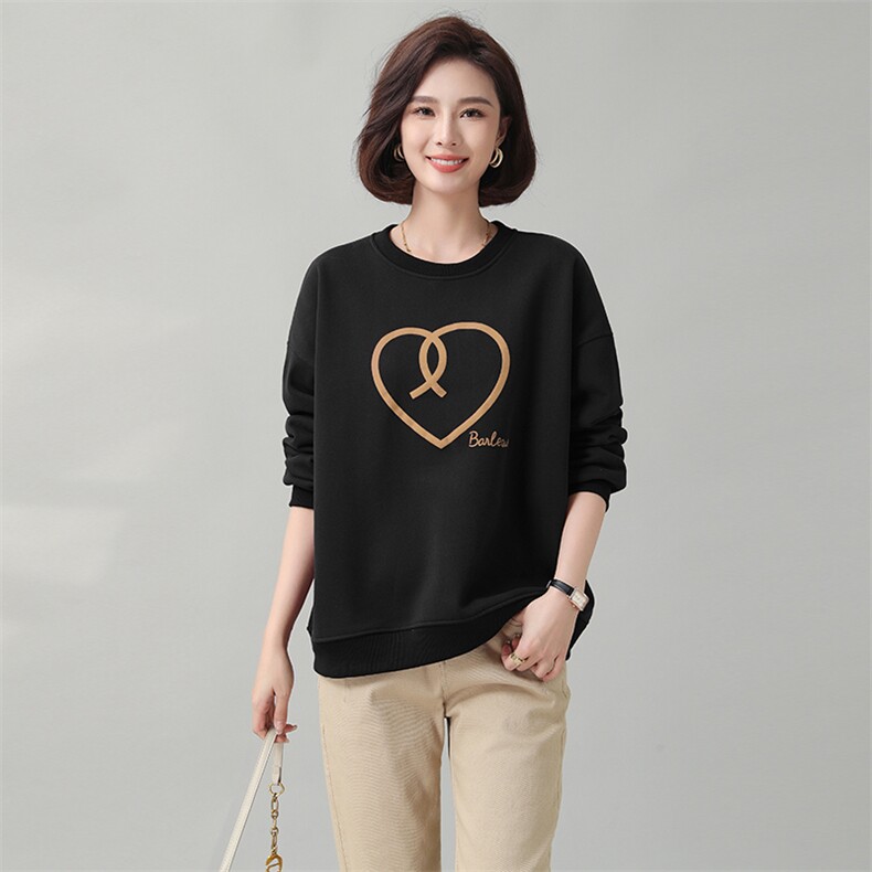 时尚百搭加绒卫衣女宽松显瘦长袖上衣秋冬新款韩版休闲外套潮图片