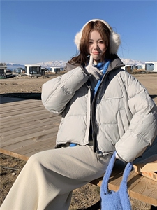 韩版学院风减龄加厚羽绒服女2025年冬季新款连帽保暖白鸭绒面包服图片