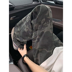 迷彩工装裤男款夏季复古vibe伐木裤子直筒微喇牛仔裤K5425，男装牛仔裤，星座1116A（原606A-3）