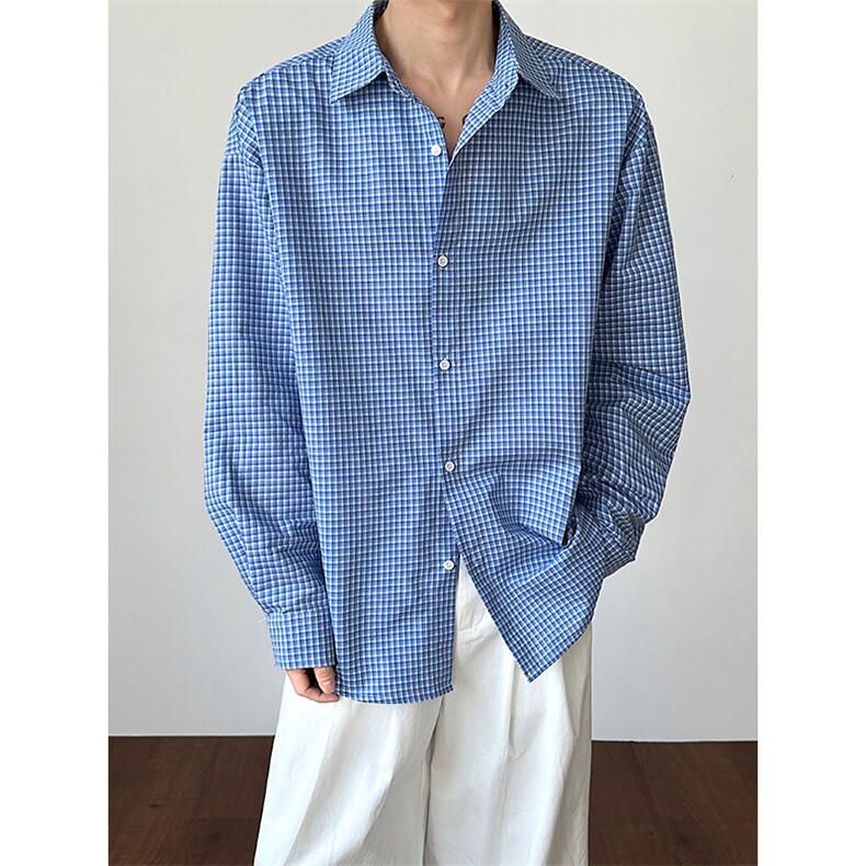 2026春季撞色细格子宽松衬衫薄外套男女同款C61318-TP3568,男装衬衫,电商A102