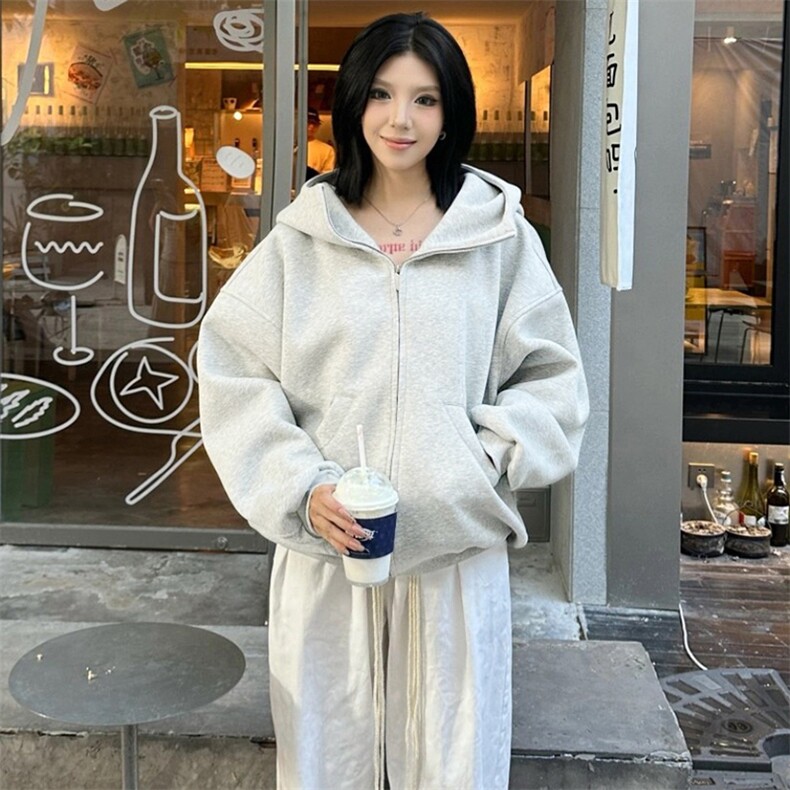 抖音得物高品质25秋冬美式高街宽松结构防风高领连帽卫衣外套W60,男装卫衣,电商A486