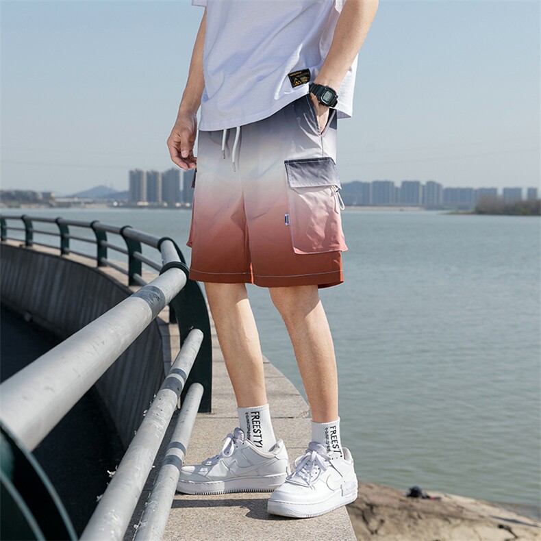 夏季新款潮流韩版宽松侧袋工装裤渐变情侣短裤男A305-KX2064-P25图片