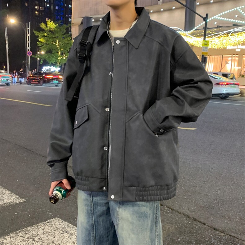 复古PU皮衣外套男2025春季新款美式休闲夹克上衣A406JK3521P88,男装夹克,星座309（原A406）