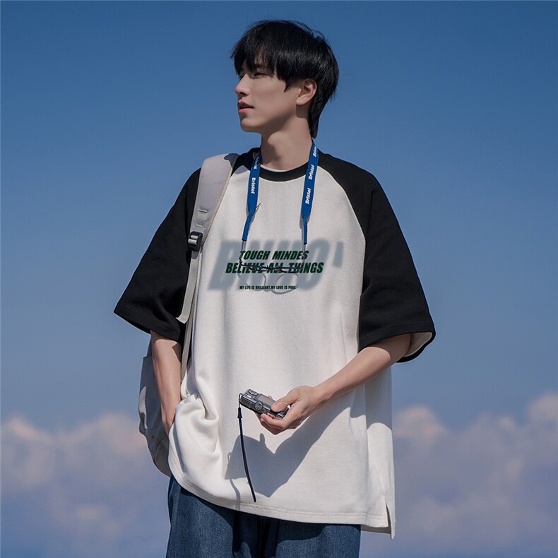 港风23夏季新款字母印花时尚潮流百搭短袖宽松T恤DT6363P35控58,男装T恤,电商A268A