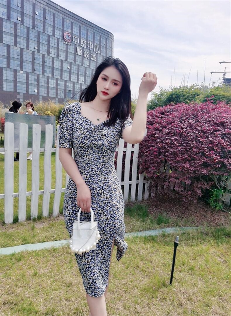 夏季新款碎花连衣裙，女装连衣裙，YO\VLF雅洛菲
