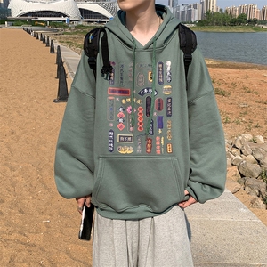 港风模特 大码套头印花卫衣外套潮男1情侣衫女1  WY100 P45控58图片