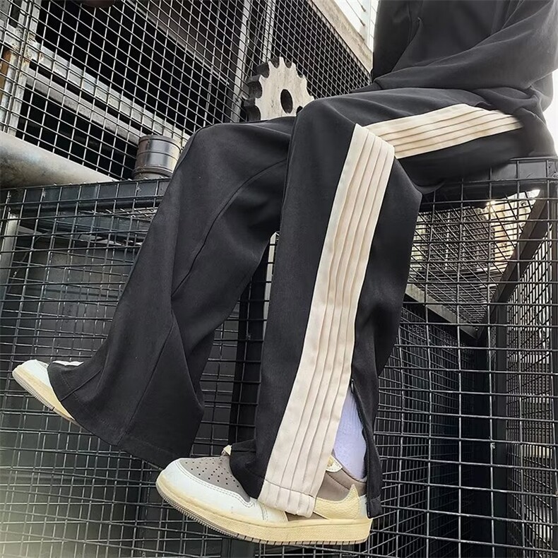 日系直筒宽松型运动裤时尚潮牌男夏季中腰休闲裤长裤K6124-P46,男装休闲裤,星座512-2