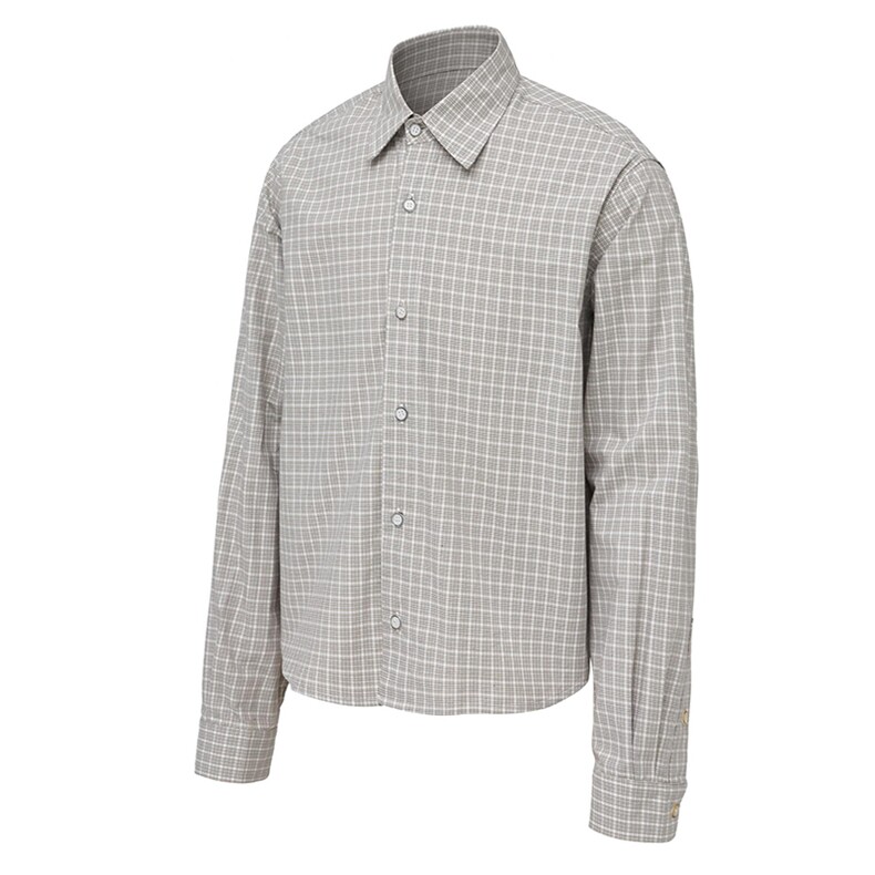 美式潮牌高街复古细格子日系肌理感长袖衬衫外套男女休闲宽松衬衣，男装衬衫，电商A443