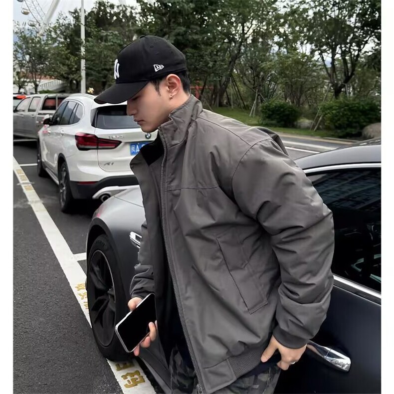 立领软壳夹克外套男春秋季美式高街慵懒风廓形bomber棒球服冲锋衣,男装夹克,星座1001-1