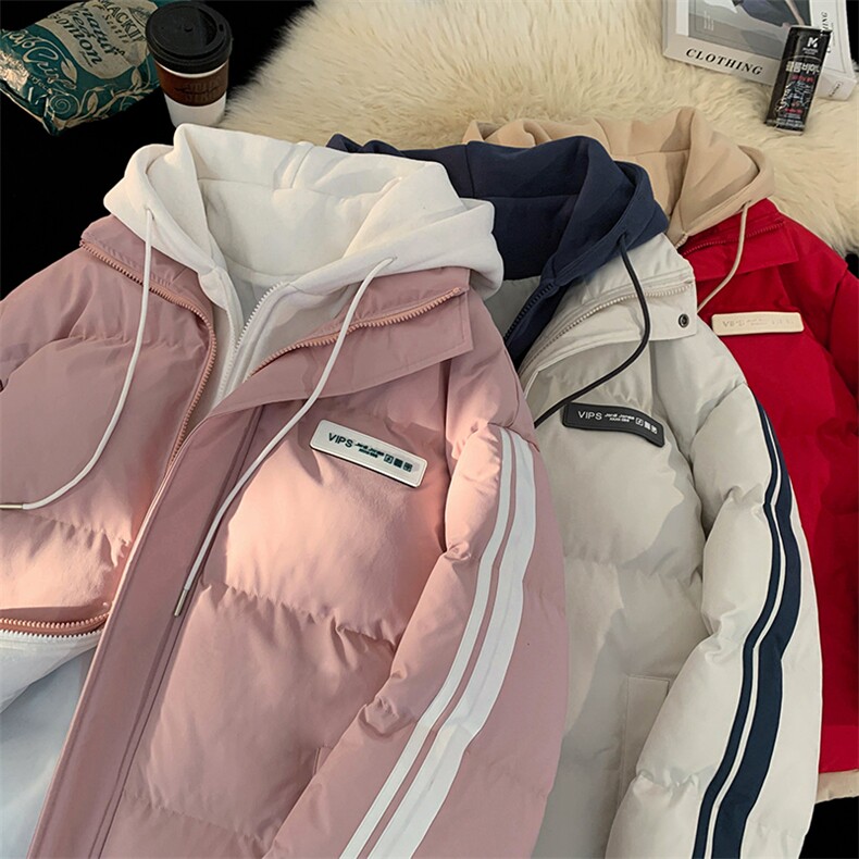现货抖音得物供视频三防加厚羽绒假两件连帽棉衣外套棉服MY8082,男装棉衣,电商A486