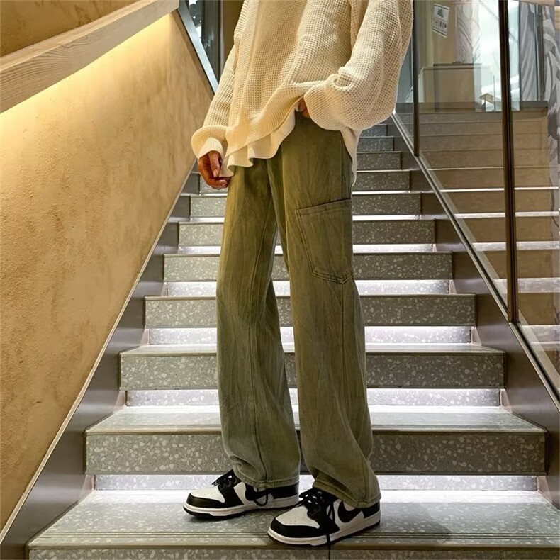 牛仔裤男秋季潮大码休闲裤子高街N8141P42图片