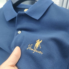 短袖T恤男翻领刺绣上衣夏季中年男士休闲商务纯色半袖POLO衫男装，男装T恤，电商B212（原钱塘6029）