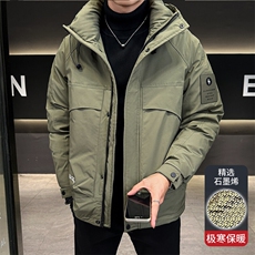 新款冬季连帽白鸭绒户外防寒加厚羽绒服，男装羽绒服，电商B245A