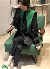 拼色领衬衫，女装衬衫，尚+