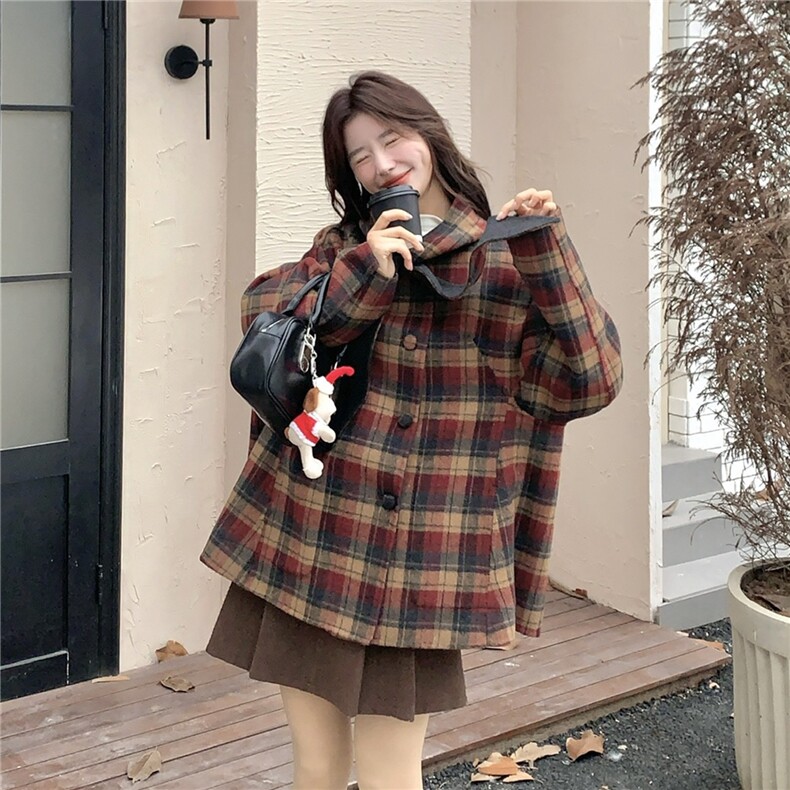 韩系温柔风双面羊毛大衣女冬季2025年新款高级感气质长款毛呢外套,女装双面呢大衣,艾米莉亚