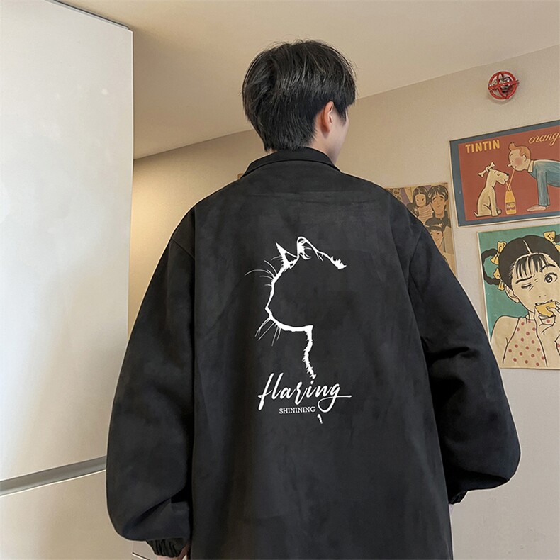 麂皮绒夹克男大码立领褂子外套JK85344-P68  加绒款-P78图片