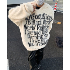 复古慵懒风连帽毛衣男女秋冬季软糯宽松情侣针织衫91955-p65，男装针织衫/毛衣，星座1008