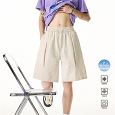 抖音品质夏季新款中缝宽松冰丝泡泡格短裤B315-K25541-特p25控48，男装牛仔裤，电商B315