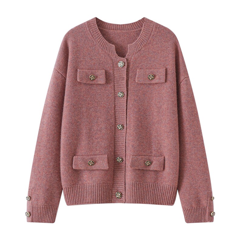 2025年秋季通勤长袖时尚百搭通勤开衫，女装针织衫/毛衣，伊雪娇羊绒