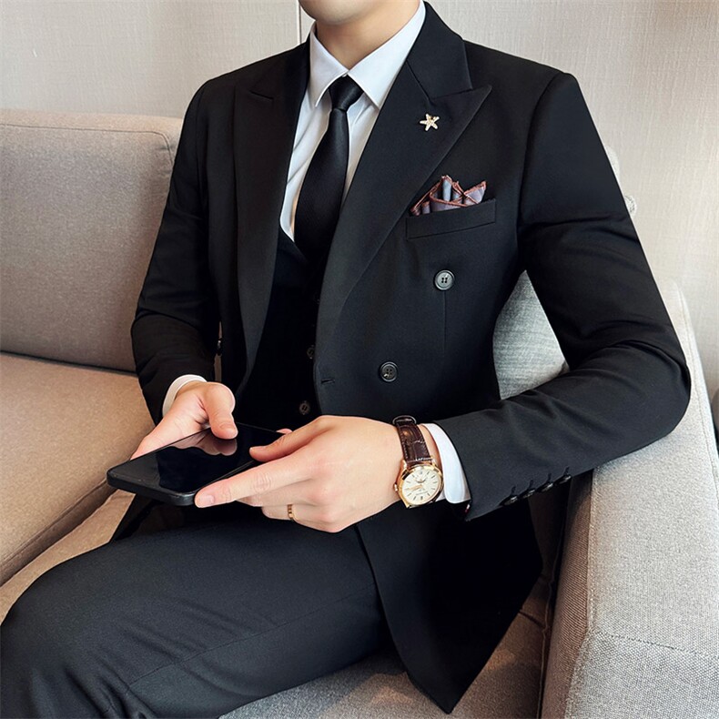 2024款男士时尚潮流双排扣潮款西服2206-P225,男装西服,星座311B