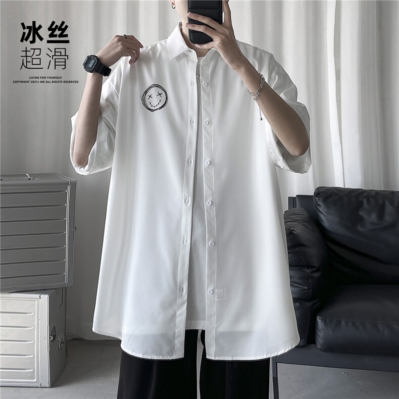 QT66冰丝超滑夏天凉爽衬衣男装夏季半袖衬衫短袖2024新款,男装衬衫,电商C306-1