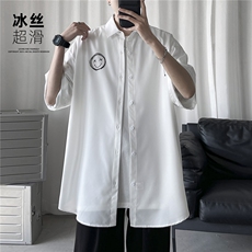QT66冰丝超滑夏天凉爽衬衣男装夏季半袖衬衫短袖2024新款，男装衬衫，电商C306-1