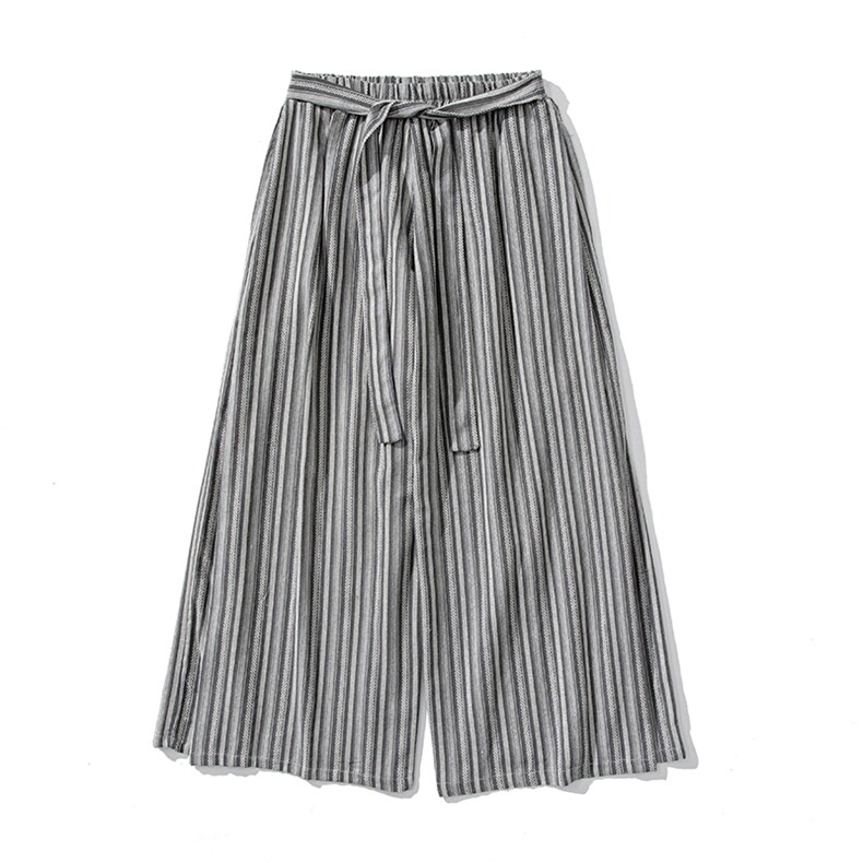 夏季新款大码日系棉麻复古条纹裤直筒阔腿裤中式汉服K257/P75,男装民族服装,电商A221A
