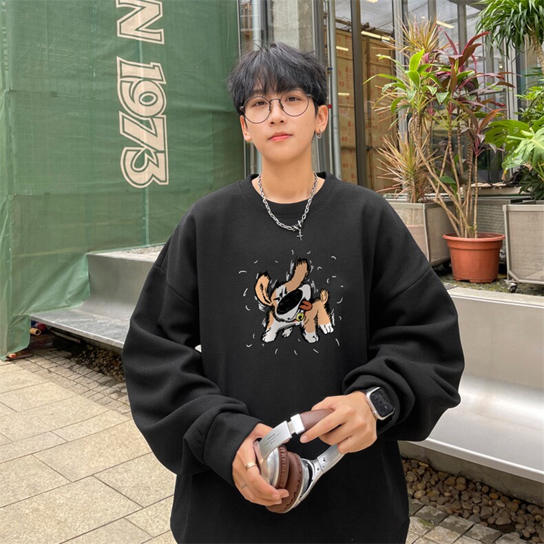 华夫格！华夫格上衣男圆领华夫格卫衣男大码长袖t恤男HY229-特P23图片