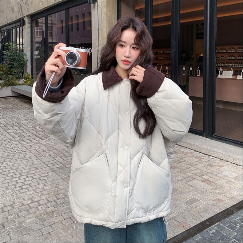 新款主推菱形格50绒羽绒服2678-P255-K378,女装短外套,2C129