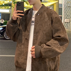 春秋新款皮夹克男宽松复古做旧美式翻领皮衣外套JK02569-P85，男装皮衣，星座308B-2