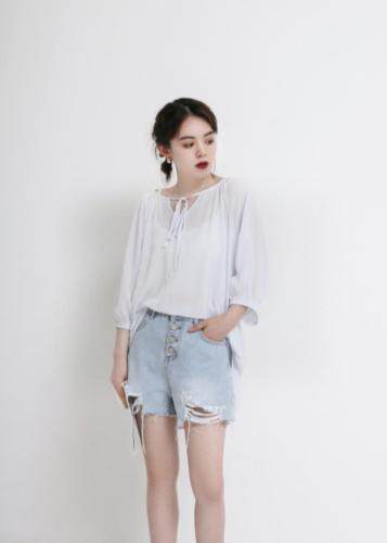 丝绵衬衣，女装，E·呀