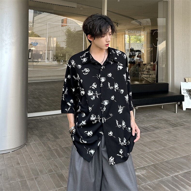潮男玫瑰花衬衫A071-T20-P38,男装衬衫,电商A071