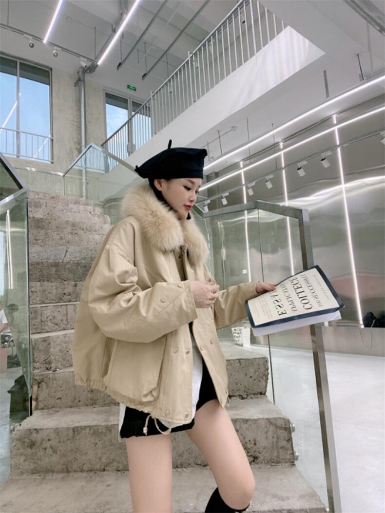 2022大毛领派克短款小个子穿搭加厚毛绒内胆，其它，泰靡(1F)