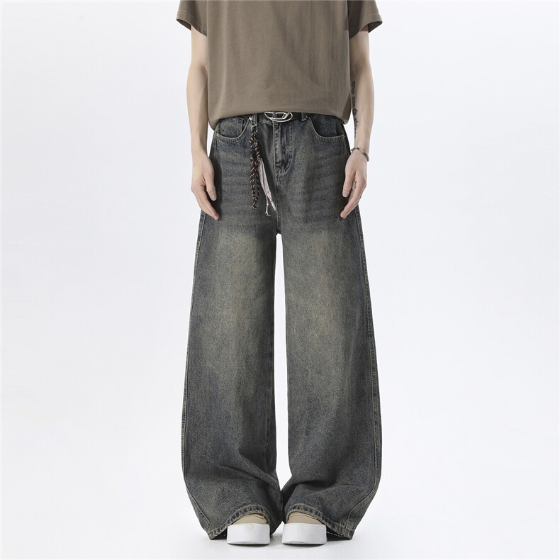 xz905-Z084#P65美式高街宽松阔腿牛仔裤，男装牛仔裤，星座905