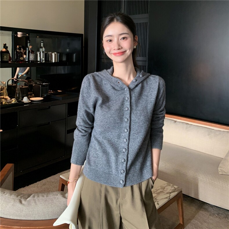 2025秋冬百搭时尚简约带帽衫舒适百搭简约,女装羊绒衫,玛卡隆羊绒