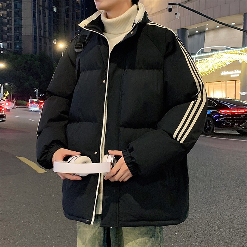 潮美式织带棉服冬季宽松加厚男女款立领上衣M01-P75图片