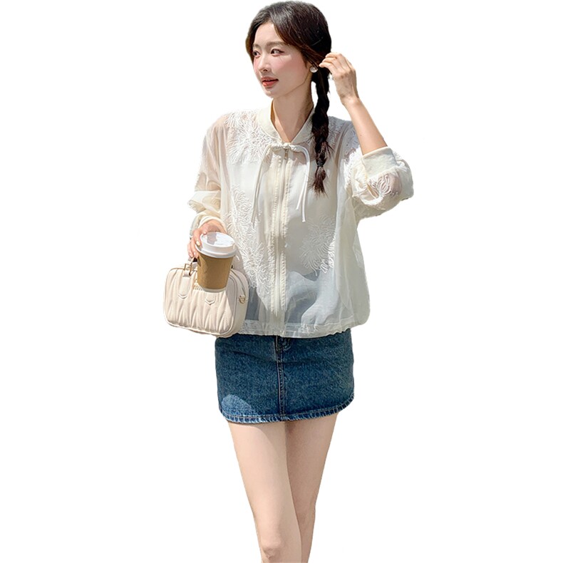 【】新中式风复古刺绣薄款防晒空调服短外套P80K130,女装短外套,2D148