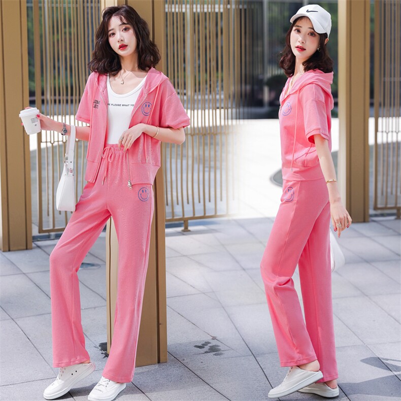 2022年夏装新款开衫休闲带帽运动服卫衣套装女网红时尚两件套女,女装套装/套裙,瑶迪依秀