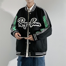 秋季潮牌棒球服男女潮流港风学院风华夫格夹克外套模J203-P75，男装夹克，星座815-2