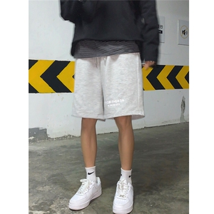 wassup happy字母运动短裤男夏季2025新款潮牌宽松中裤休闲五分裤图片