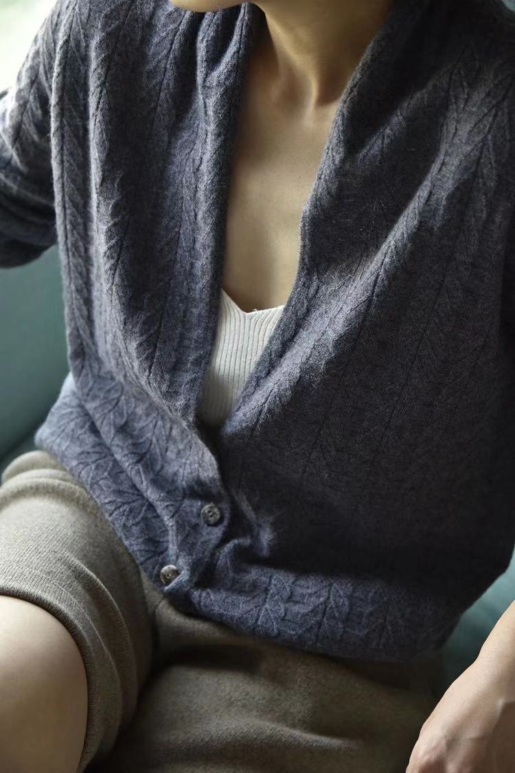 时尚百搭秋季女士围巾领针织开衫简约休闲羊毛衫外套,女装羊毛衫,恒恩羊绒
