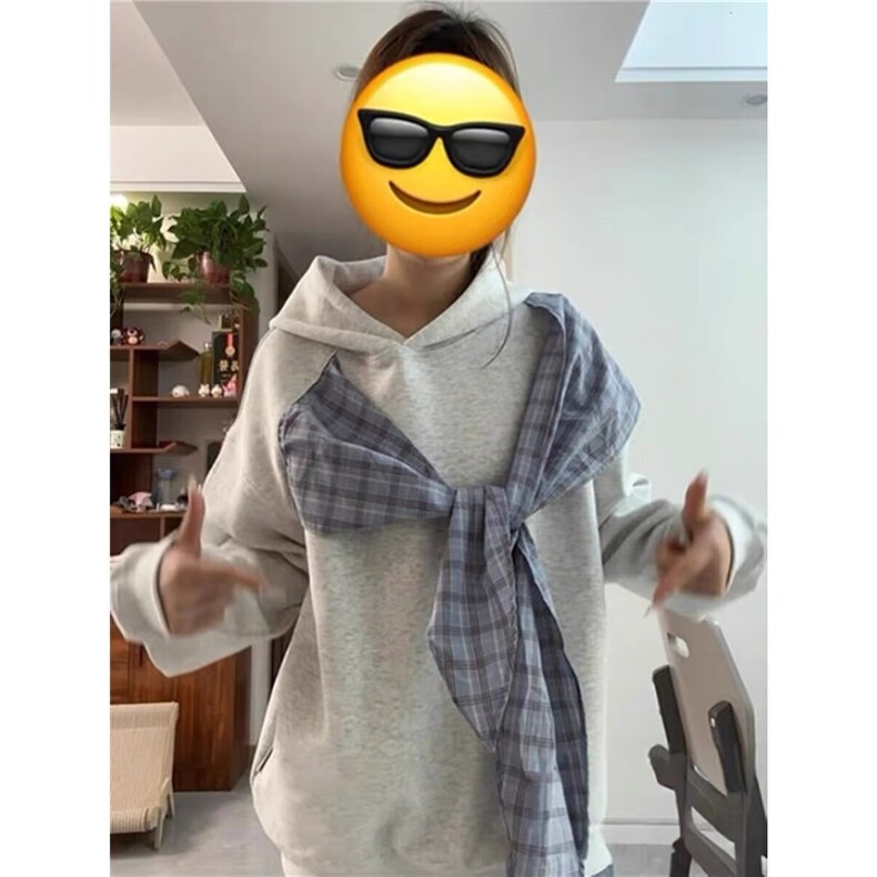 新款百搭原宿文艺重磅复合披肩连帽卫衣流行简约慵懒WY233 P50图片