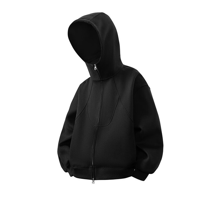 抖音得物高品质二开25秋冬美式高街重磅结构高领连帽卫衣外套W62，男装卫衣，电商A486