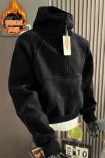 高克重450g华棉连帽半拉链加厚银狐绒卫衣男W5083J加绒特P65控118，男装卫衣，电商A001-1