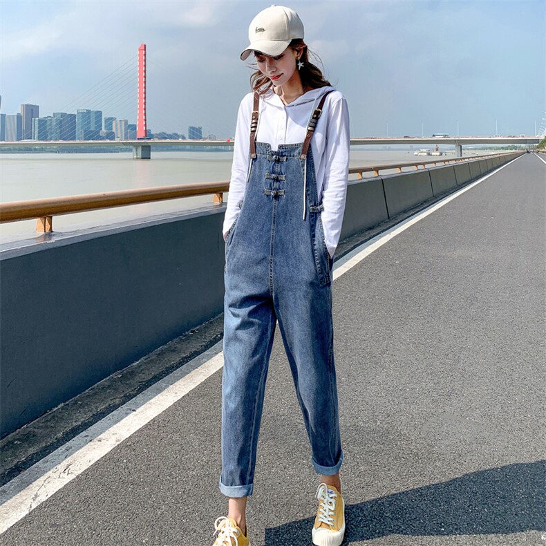 2021春秋款时尚复古背带牛仔裤舒适自然时尚百搭可爱清纯,女装牛仔裤,秋水欣儿