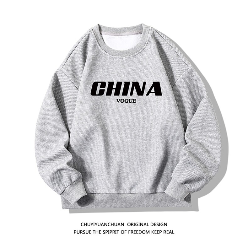 华夫格卫衣圆领卫衣长袖t恤男外套白底HW76001-P30加绒款-P40,男装卫衣,电商A040A