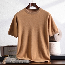 2025百搭时尚圆领短袖羊绒衫，男装羊绒套衫，首品羊绒